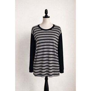 Michael Stars Striped Sweater Women’s S Gray Black Relaxed Fit Knit Top